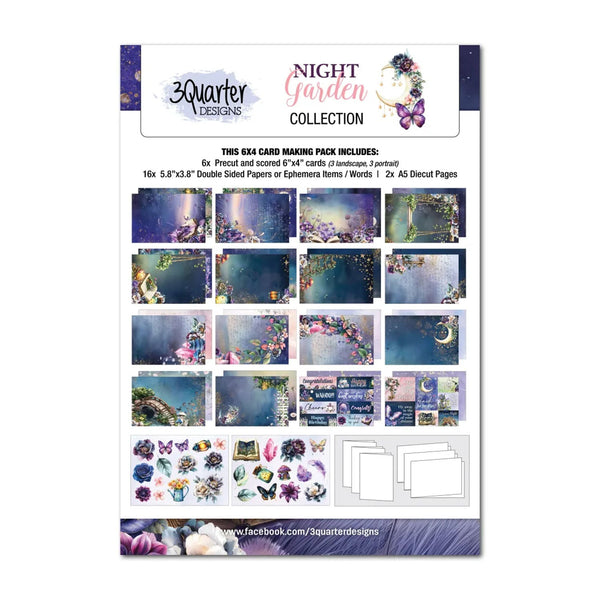 3 Quarter Designs Card Making Pack 6" × 4" - Night Garden
