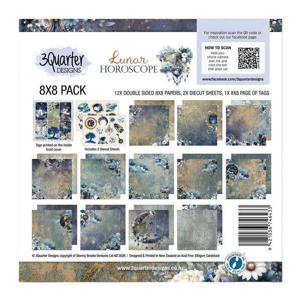 3 Quarter Designs Collection Pack 8" x 8" - Lunar Horoscopes