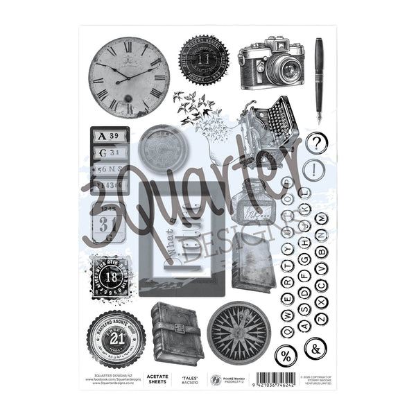 3 Quarter Designs Printed Acetate A4 - Paper Tales