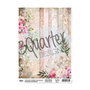 Floral design paper with '3 Quarter Design' branding on a white background