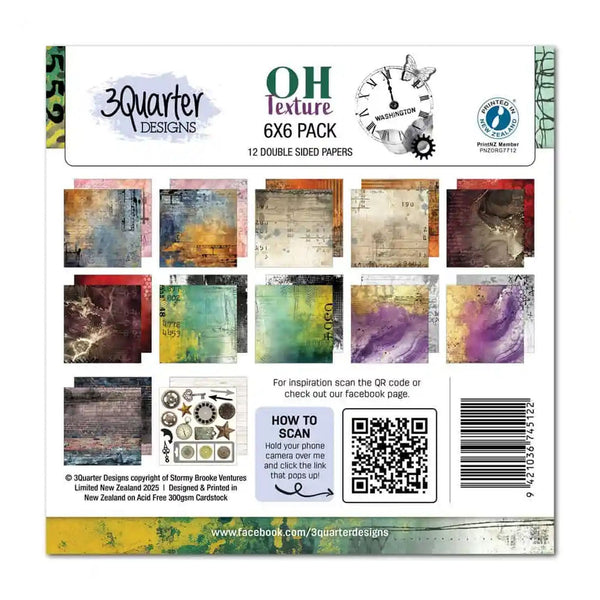 3 Quarter Designs Scrapbook Paper Pack 6" x 6" - Oh Texture
