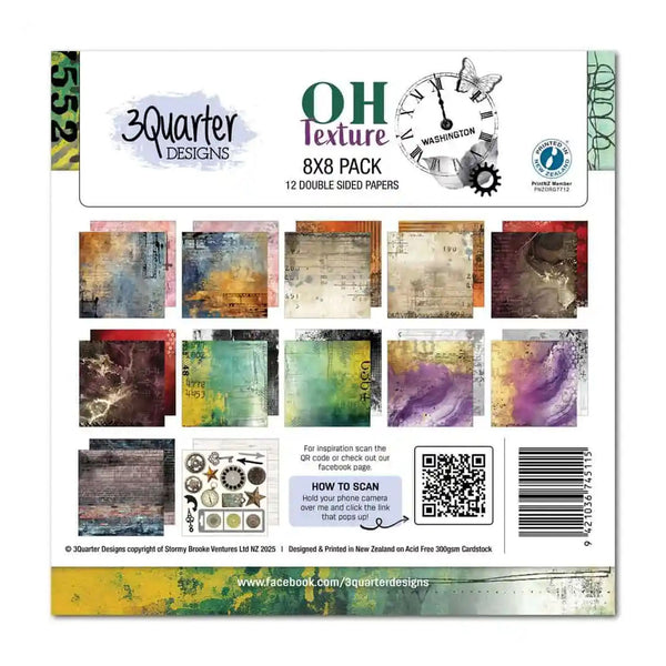 3 Quarter Designs Scrapbook Paper Pack 8" x 8" - Oh Texture