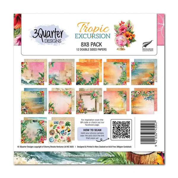 3 Quarter Designs Scrapbook Paper Pack 8" x 8" - Tropic Excursion