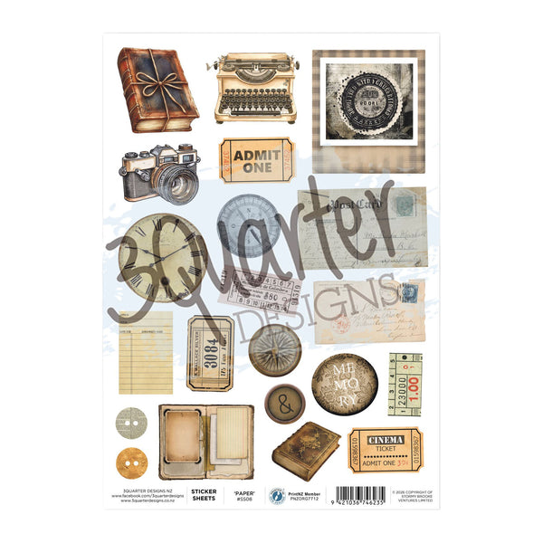 3 Quarter Designs Sticker Sheet A4 - Paper Tales