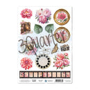 Sticker sheet with floral and vintage design elements on a white background