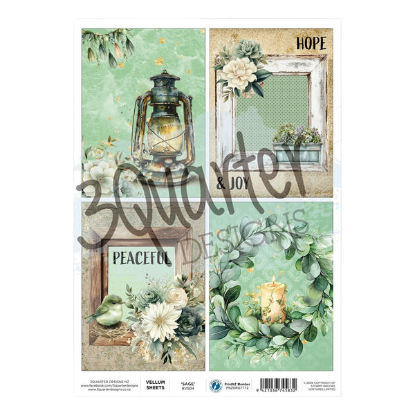 Set of four scenic cards with lanterns, flowers, and text on a white background