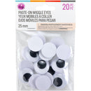 CousinDIY Paste-On Wiggle Eyes 25mm 20/Pkg Black