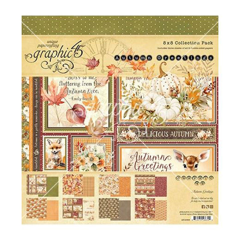 Graphic 45 Collection Pack 8"x 8" - Autumn Greetings