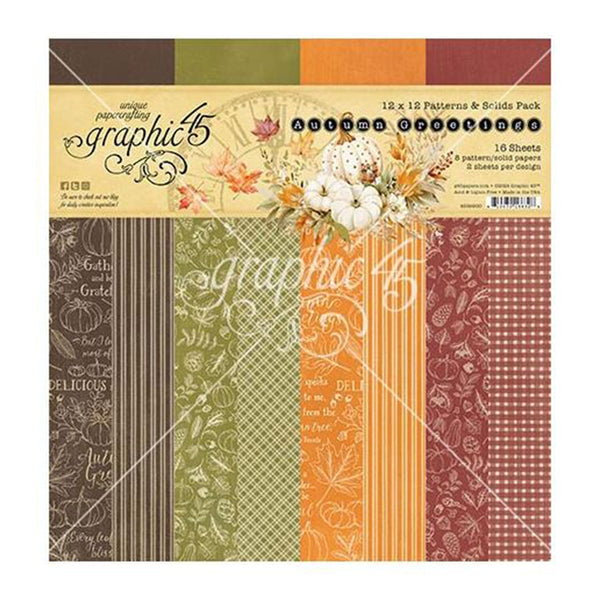 Graphic 45 Collection Pack 12"x 12" Patterns & Solids - Autumn Greetings