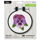 Bucilla Stamped Embroidery Kit W/3" Plastic Hoop Pretty Pansy