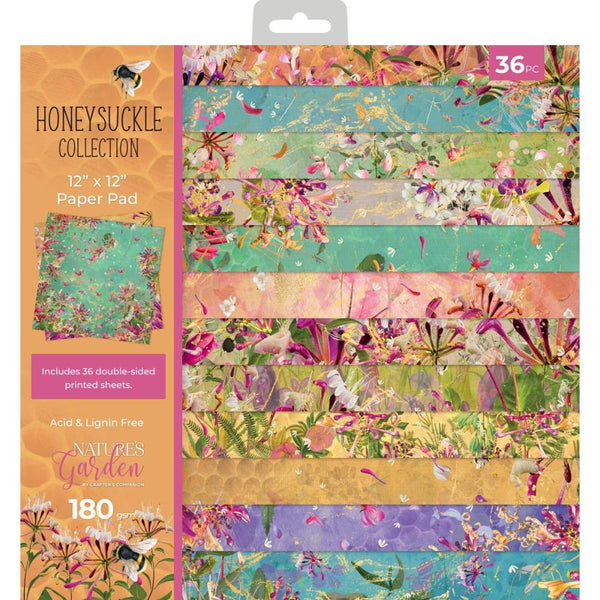 Crafter's Companion Nature's Garden Honeysuckle Paper Pad 12"X12" Honeysuckle