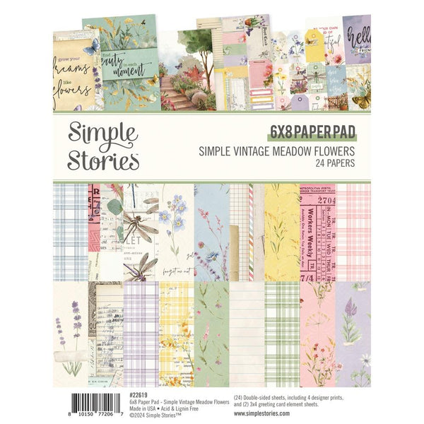 Simple Stories Double-Sided Paper Pad 6"X8" 24/Pkg Simple Vintage Meadow Flowers