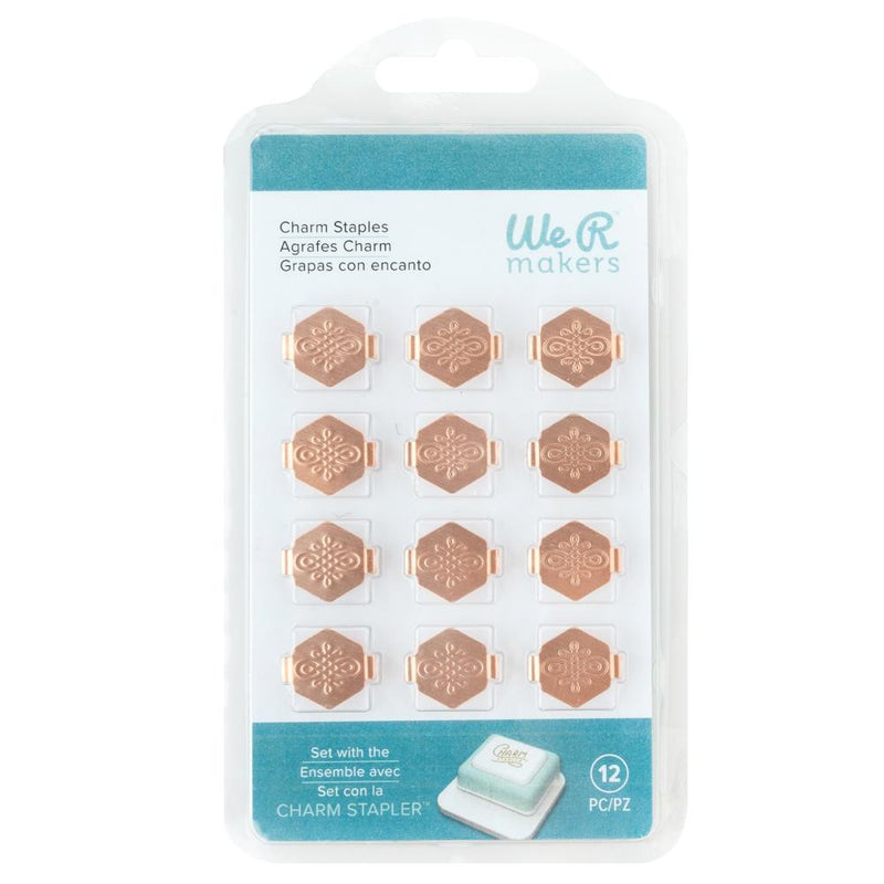 We R Charm Stapler Charm 12/Pkg Copper Hexagon With Knot Emboss*