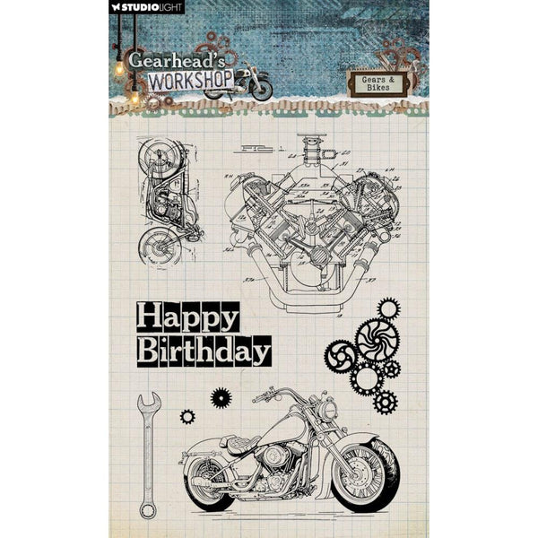 Studio Light Gearhead's Workshop Clear Stamps Nr. 673, Gears & Bikes