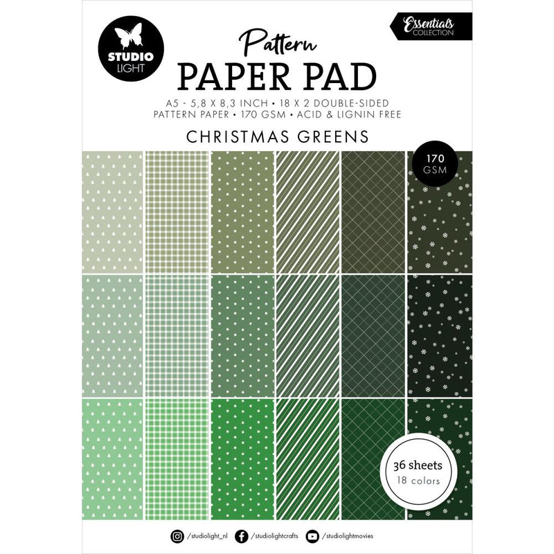 Studio Light Pattern Essentials Paper Pad 5.83"X8.25" Nr. 208, Christmas Greens