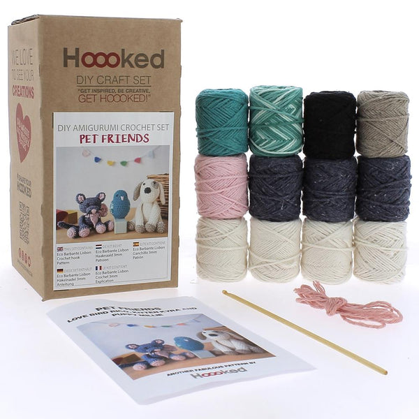 Hoooked Amigurumi DIY Kit W/Eco Barbante Yarn Pet Friends