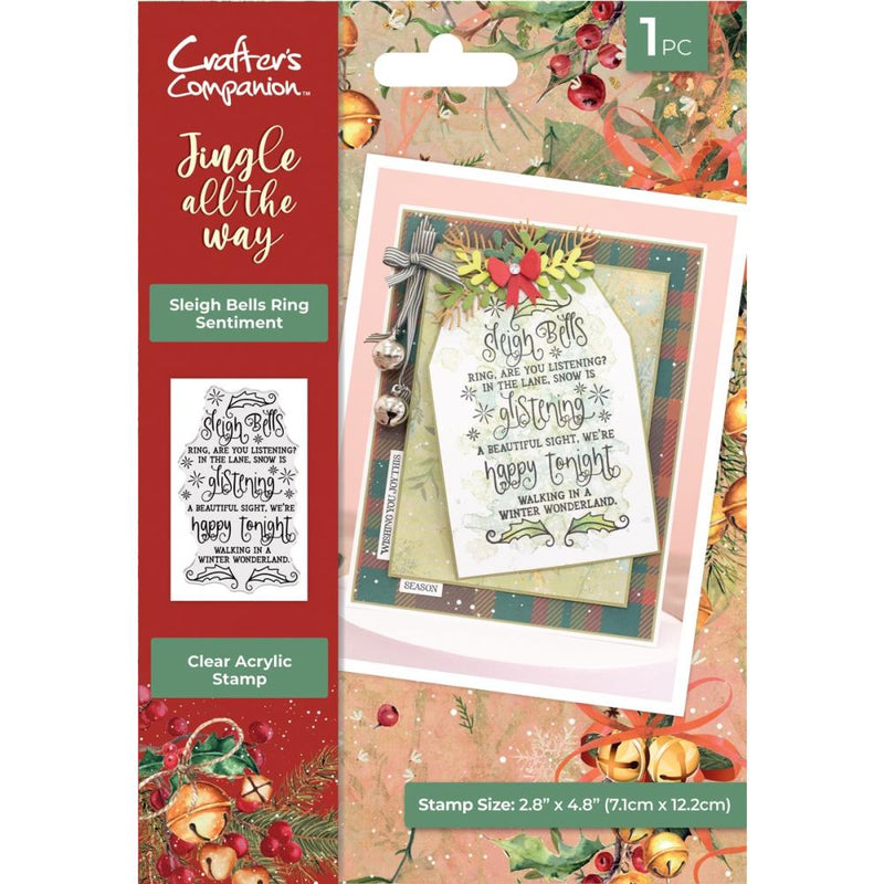 Crafter's Companion Acrylic Clear Stamps Sleigh Bells Ring, Jingle All The Way