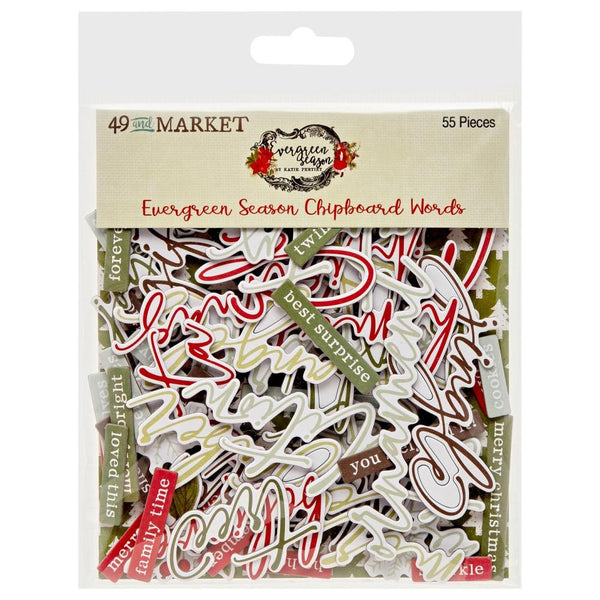 49 And Market Chipboard Set Words, Evergreen Season