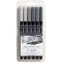 Lyra Aqua Brush Duo Brush Markers 6/Pkg Grey Set*