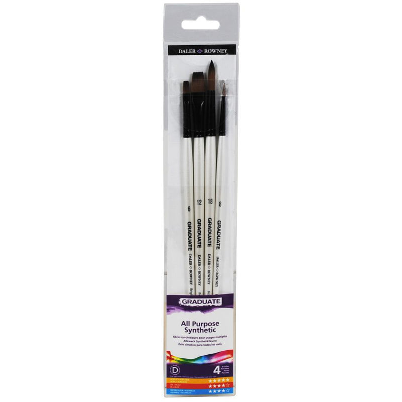 Daler-Rowney Graduate All Purpose Synthetic Brush Set 3/Pkg Long Handle