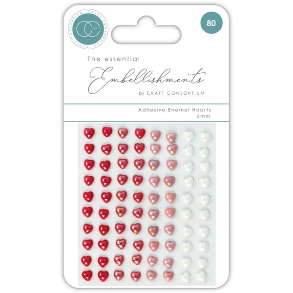 Craft Consortium Adhesive Enamel Hearts 80/Pkg Assorted Colors*