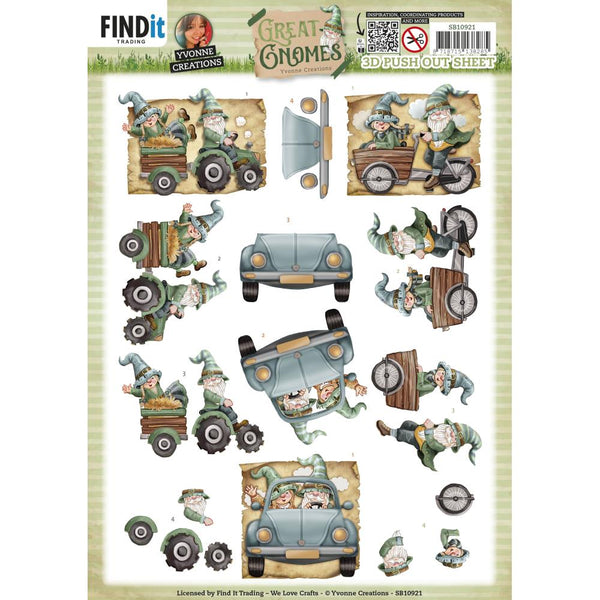 Find It Trading Yvonne Creations Punchout Sheet Driving Gnomes