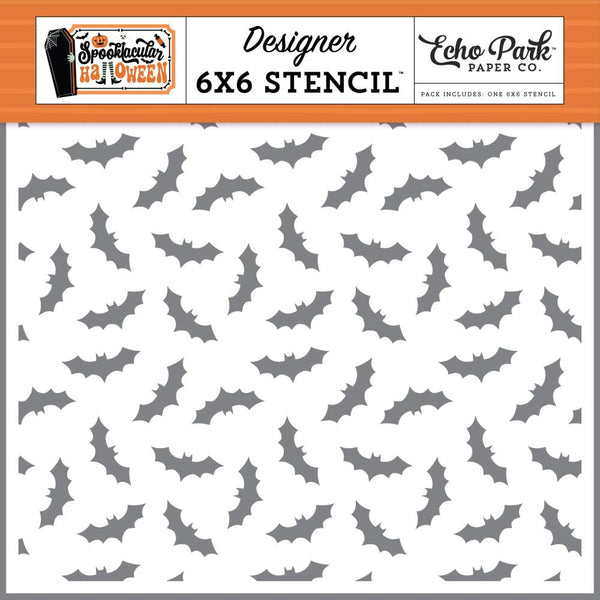 Echo Park Spooktacular Halloween Stencil 6"X6" Bats Bats Bats*