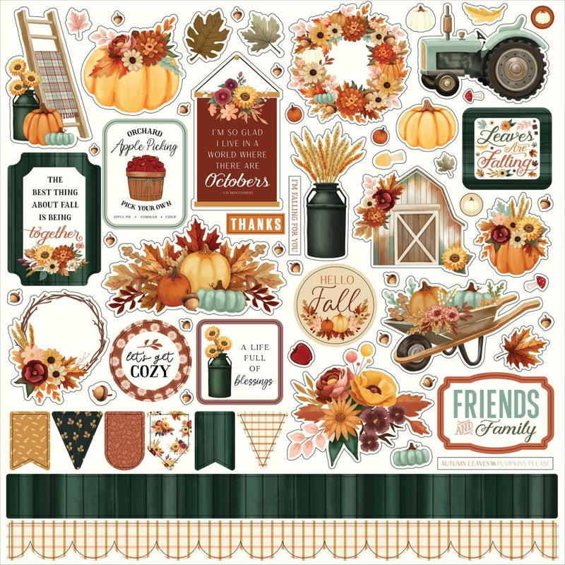 Echo Park Harvest Cardstock Stickers 12"X12" Elements^