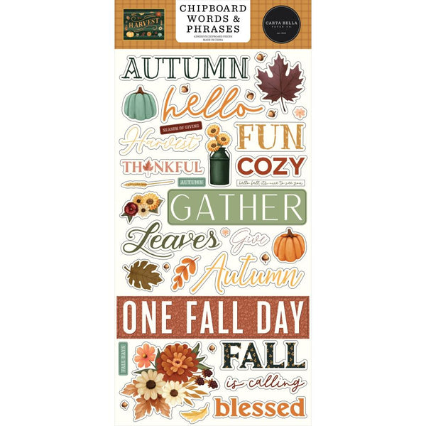 Carta Bella Chipboard 6"X13" Words & Phrases, Harvest*