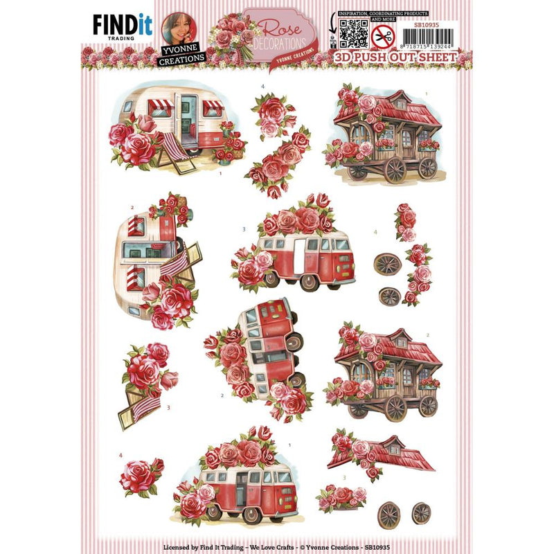 Find It Trading Yvonne Creations Punchout Sheet Rose Transport, Rose Decorations