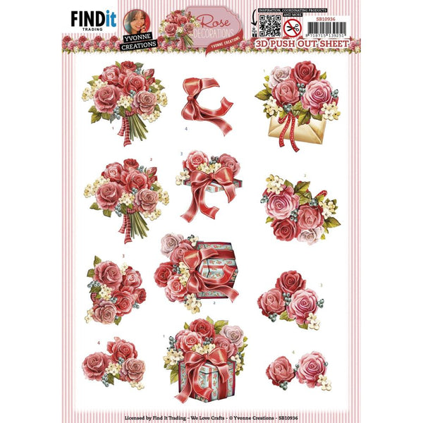 Find It Trading Yvonne Creations Punchout Sheet Rose Bouquet, Rose Decorations