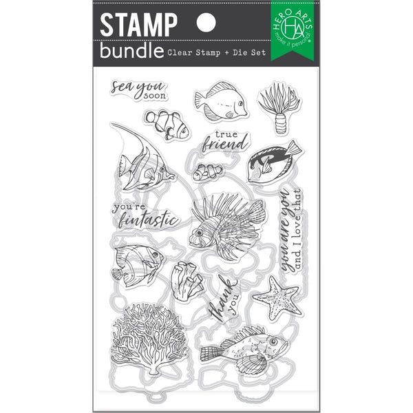 Hero Arts Clear Stamp & Die Combo Tropical Fishes