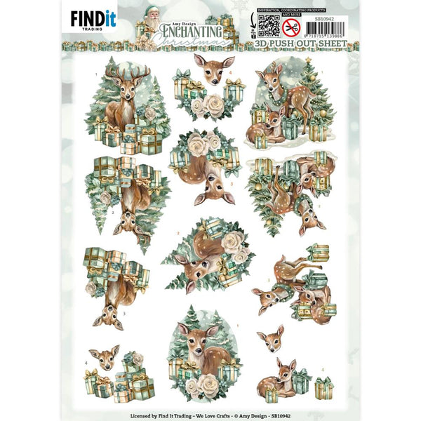 Find It Trading Amy Design Push Out Sheet Deer, Enchanting Christmas