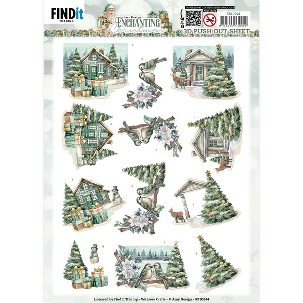 Find It Trading Amy Design Push Out Sheet Village, Enchanting Christmas