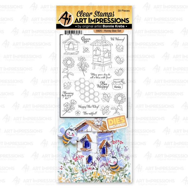 Art Impressions Funny Farm Stamp & Die Set Honey Bee