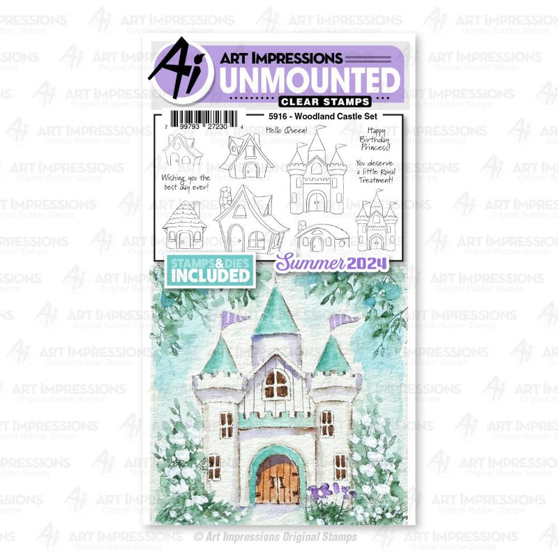 Art Impressions Watercolour Journals Stamp & Die Set Woodland Castle