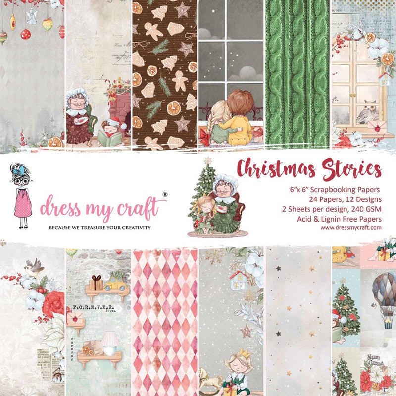 Dress My Craft Single-Sided Paper Pad 6"X6" 24/Pkg Christmas Stories, 12 Designs/2 Each