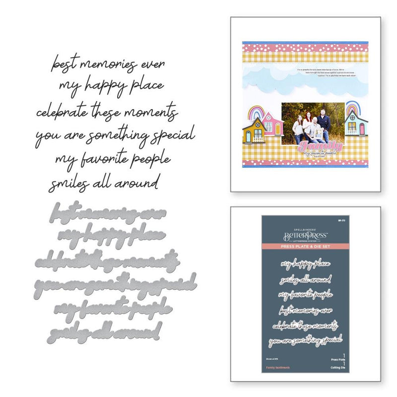 Spellbinders BetterPress Press Plate & Die Set Family Sentiments