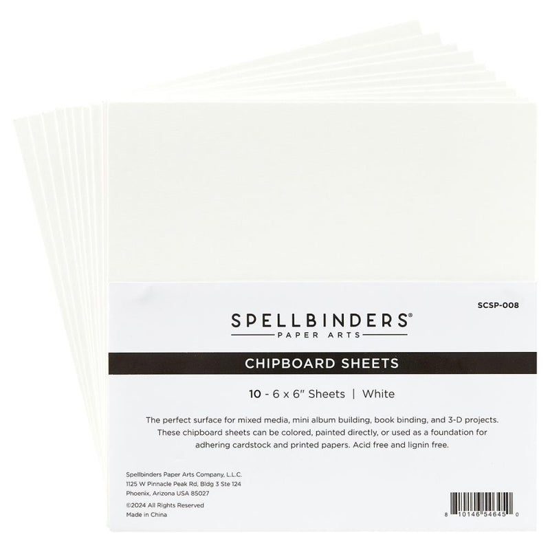 Spellbinders Chipboard Sheets 6"X6" White