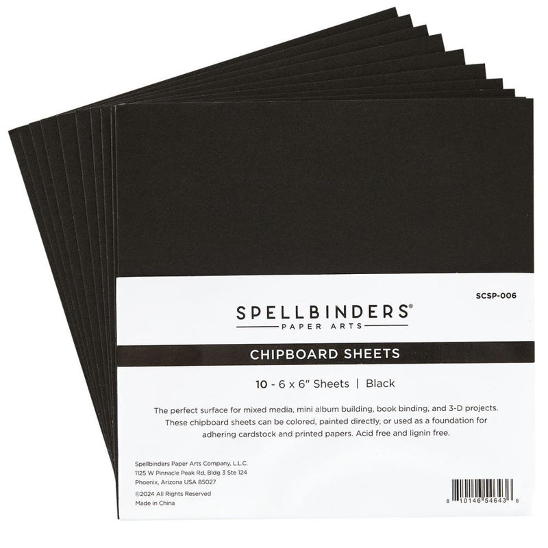 Spellbinders Chipboard Sheets 6"X6" Black