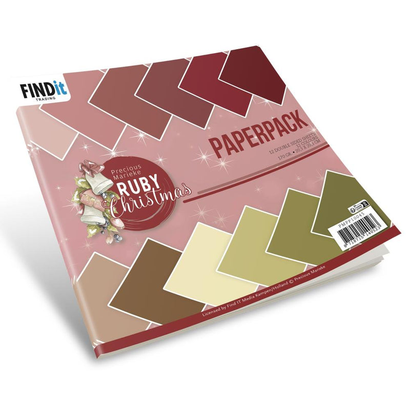 Find It Trading Precious Marieke Paper Pack 8"X8" 12/Pkg Solid Colours, Ruby Christmas