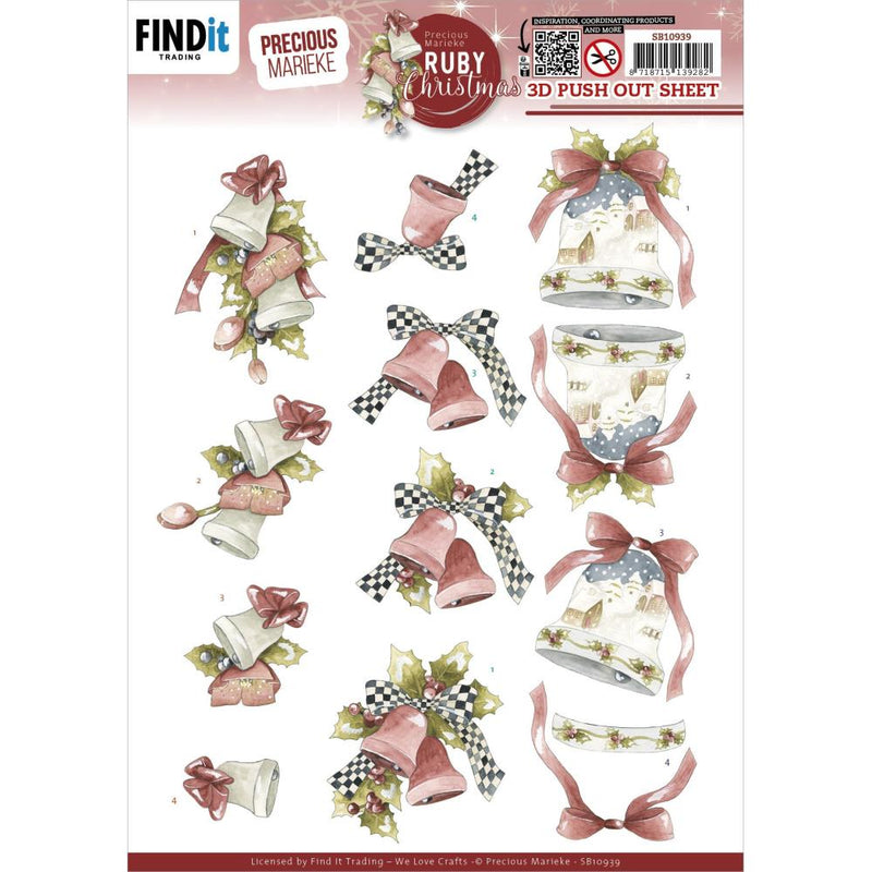 Find It Trading Precious Marieke Punchout Sheet Ruby Bells, Ruby Christmas