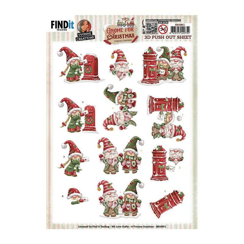 Find It Trading Yvonne Creations Punchout Sheet Gnome Letter, Gnome For Christmas