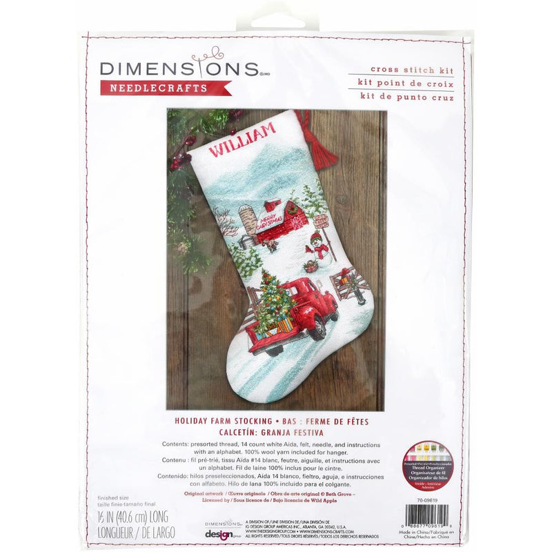 Dimensions Counted Cross Stitch Kit 16" Long Holiday Farm Stocking (14 Count)