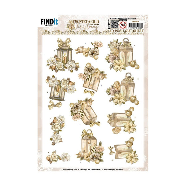 Find It Trading Amy Design Frosted Gold Christmas Punchout Lantern