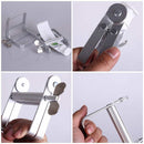 Metallic paper towel holder with multiple views on a white background