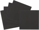 Five sheets of black paper on a white background