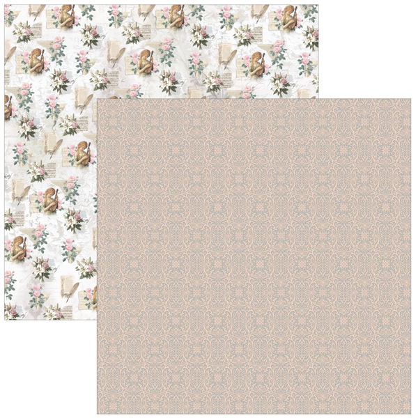 Two pieces of patterned paper with different designs on a white background