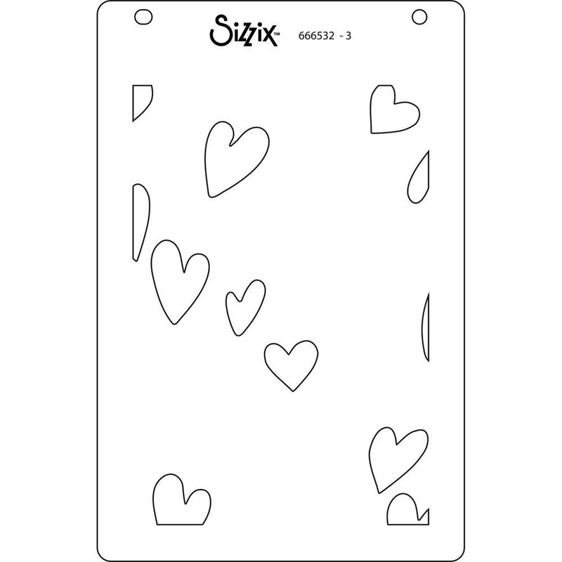 Sizzix A6 Layered Stencils By Kath Breen 4/Pkg - Mark Making Hearts