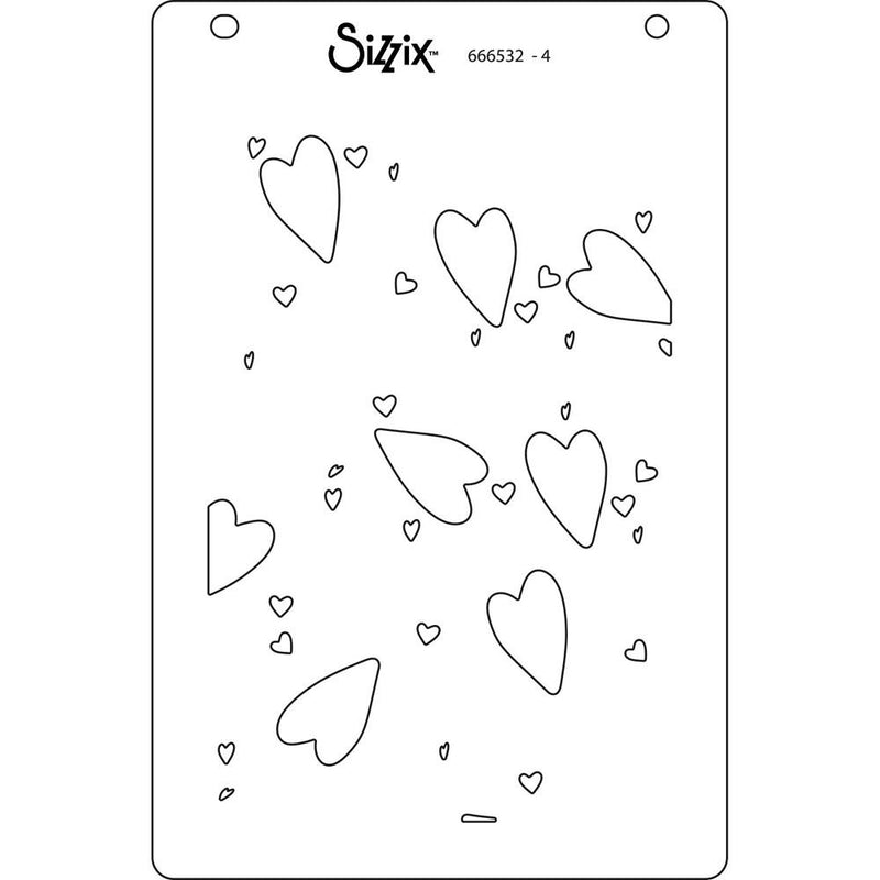 Sizzix A6 Layered Stencils By Kath Breen 4/Pkg - Mark Making Hearts